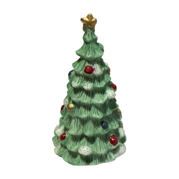 Porcelain Spruce Tree Figurine With Multicolor Ornaments & Star Topper - Picture 3 of 7